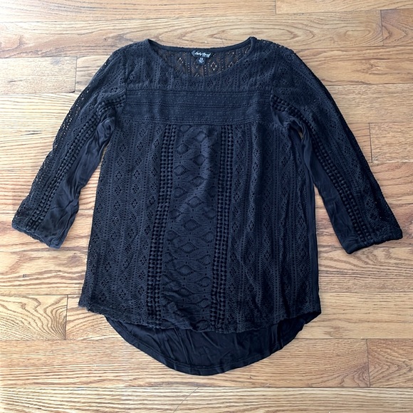 Pretty Black knit 3/4 Sleeve top from Lucky Brand - Picture 1 of 3